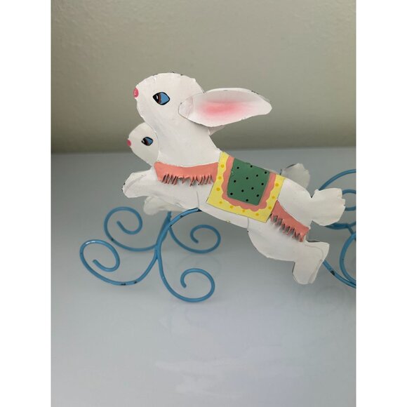 Wire Basket Bunny Carriage Egg Holder Easter Spring Metal Decoration, READ - Picture 13 of 16